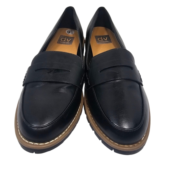 DV Dolce Vita Shoes Womens 9.5 Catalina Slip On Penny Loafer Black Faux Leather - Picture 4 of 8